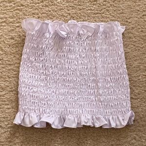 Ruffle Crop Top White - S